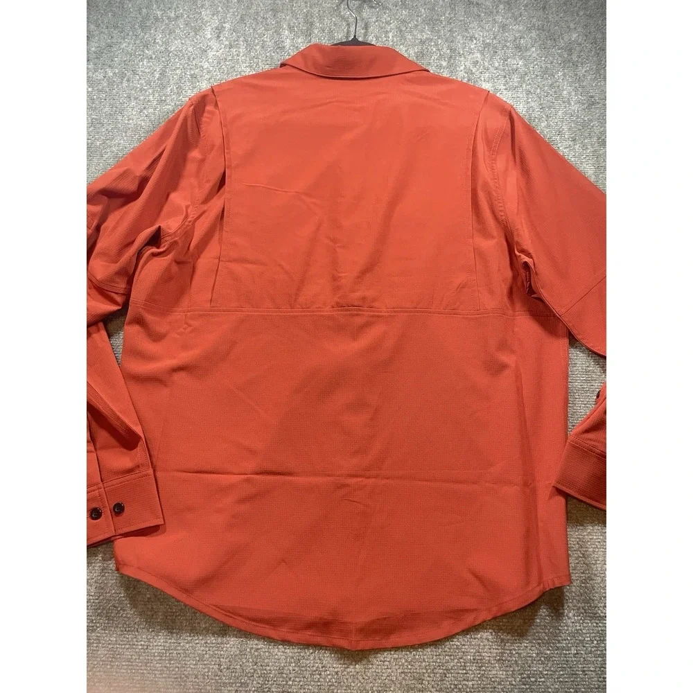 Jockey Outdoors Long Sleeve Button-Up Performance Tech Shirt M Burnt Orange